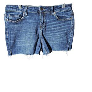 Womens Denim Cutoff Shorts Size 12 By Soho New York & Company With Frayed Hem